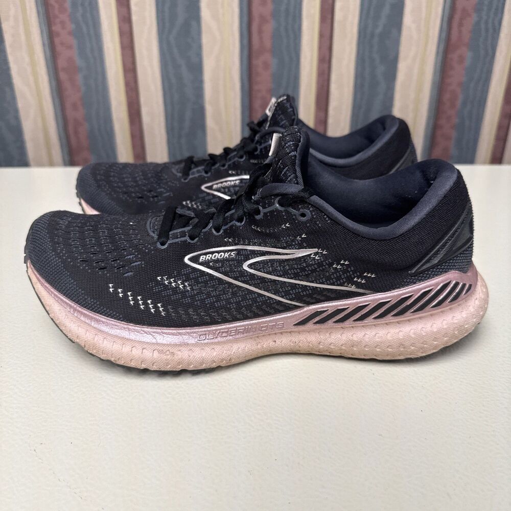 Brooks Glycerin 19 Womens Size 9.5 Running Shoes Black Pink Sneakers